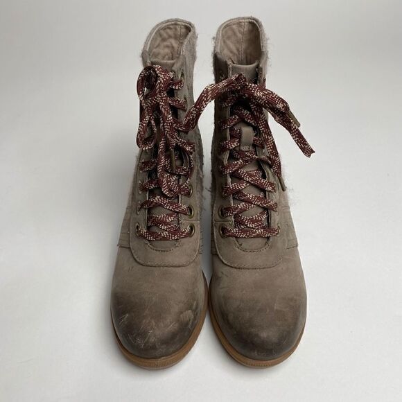 Sorel Lexie Wedge Ankle Boots Kettle Brown Tan Leather Lace Up 8.5 PDX - Picture 2 of 6